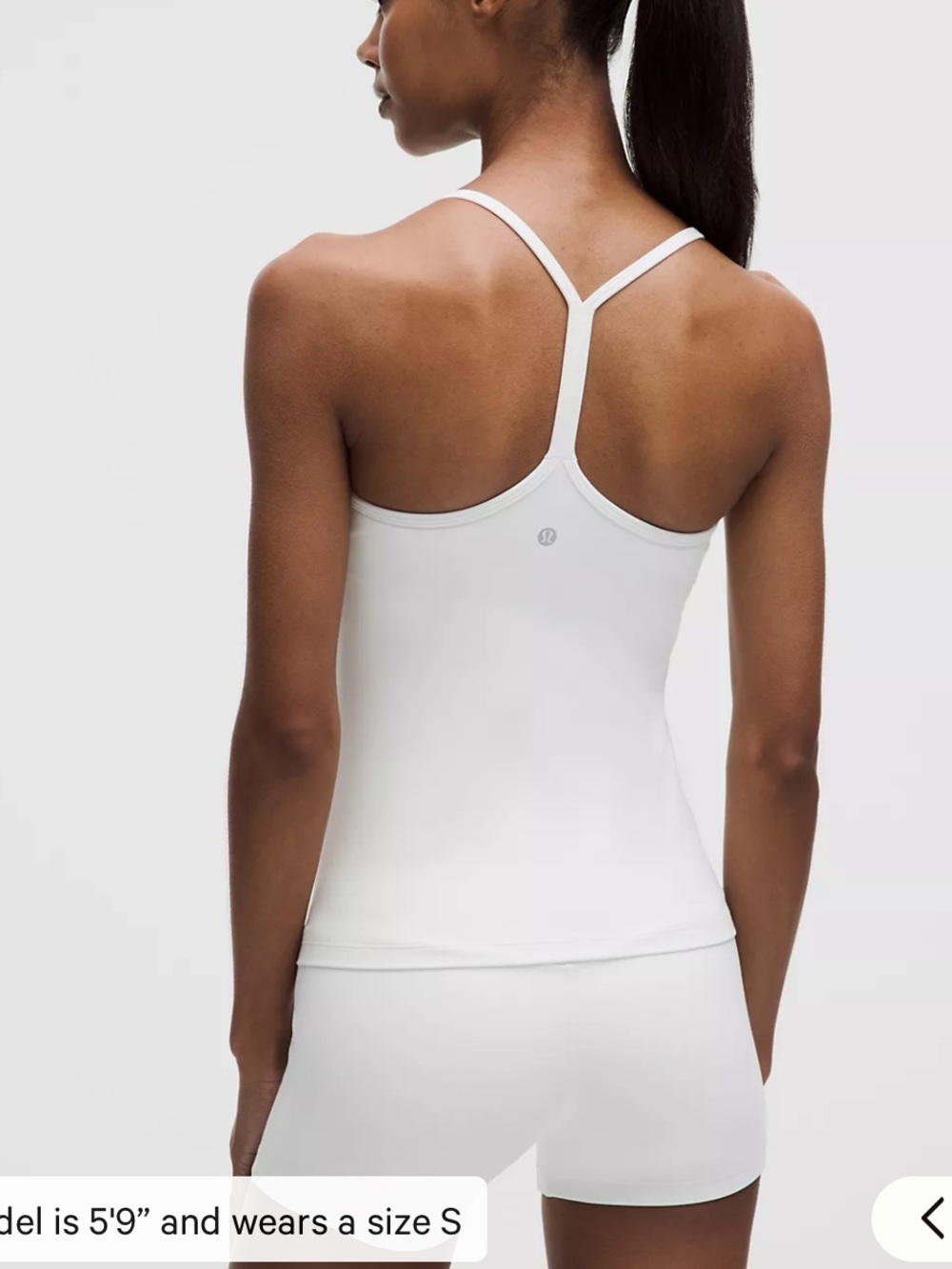Lululemon white thin strap workout top with built in bra